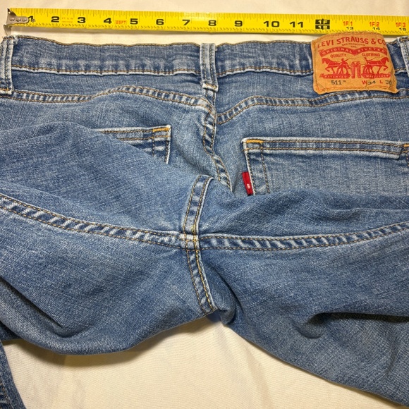 Levi's 511 Athletic Skinny Jeans Men Dark Blue Size 34x30 Zip Cotton Blend Solid - Picture 7 of 9